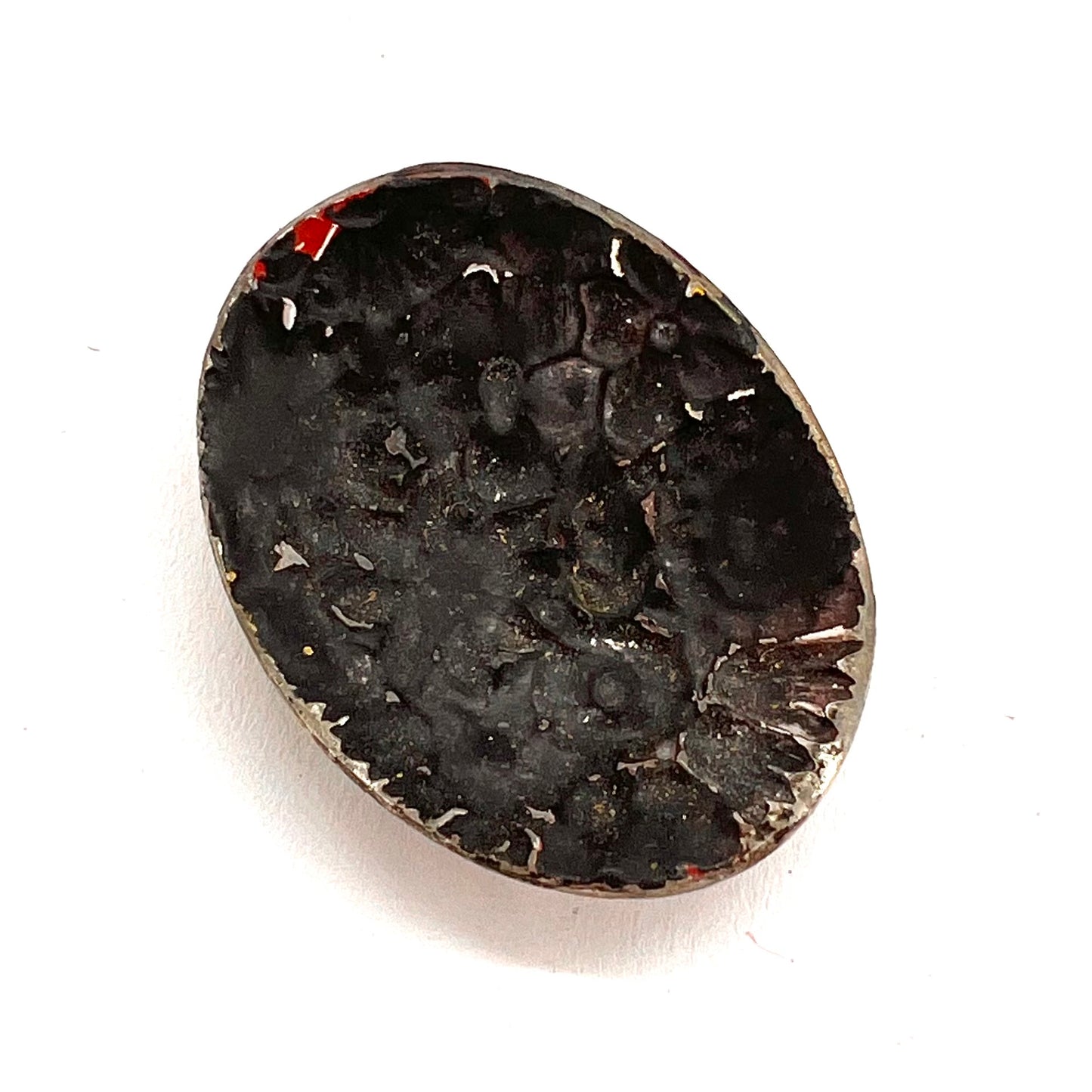 Vintage (1950s) Hand Painted Czech Glass Cabochon - 32x22mm (CAB3)