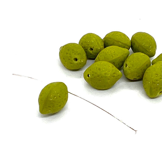 14x10mm Czech Glass Lime Beads - Per Piece