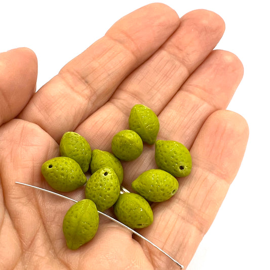 14x10mm Czech Glass Lime Beads - Per Piece
