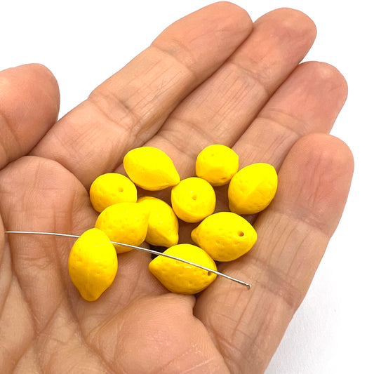 14x10mm Czech Glass Lemon Beads - Per Piece