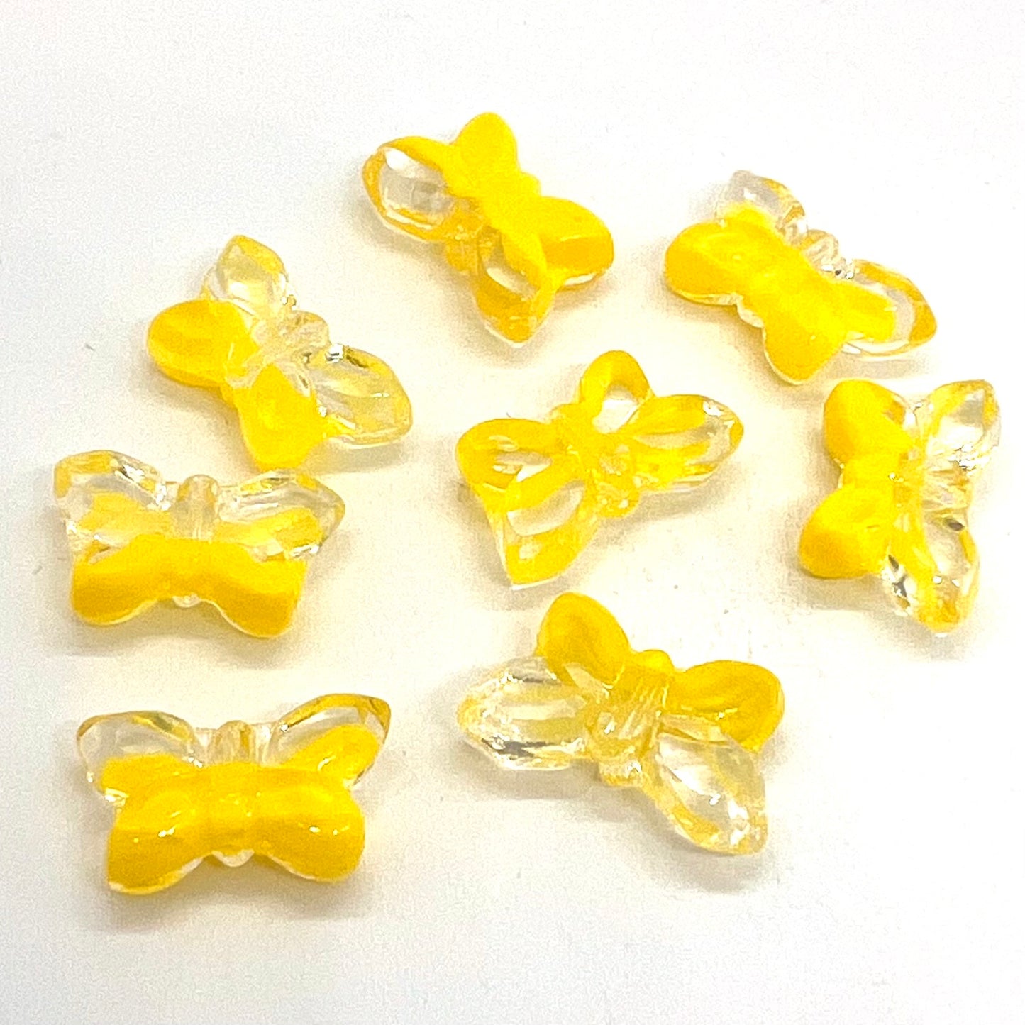 11x20mm Czech Glass Vintage Style Table Cut Butterfly Beads - Lemon Crystal - Per Piece