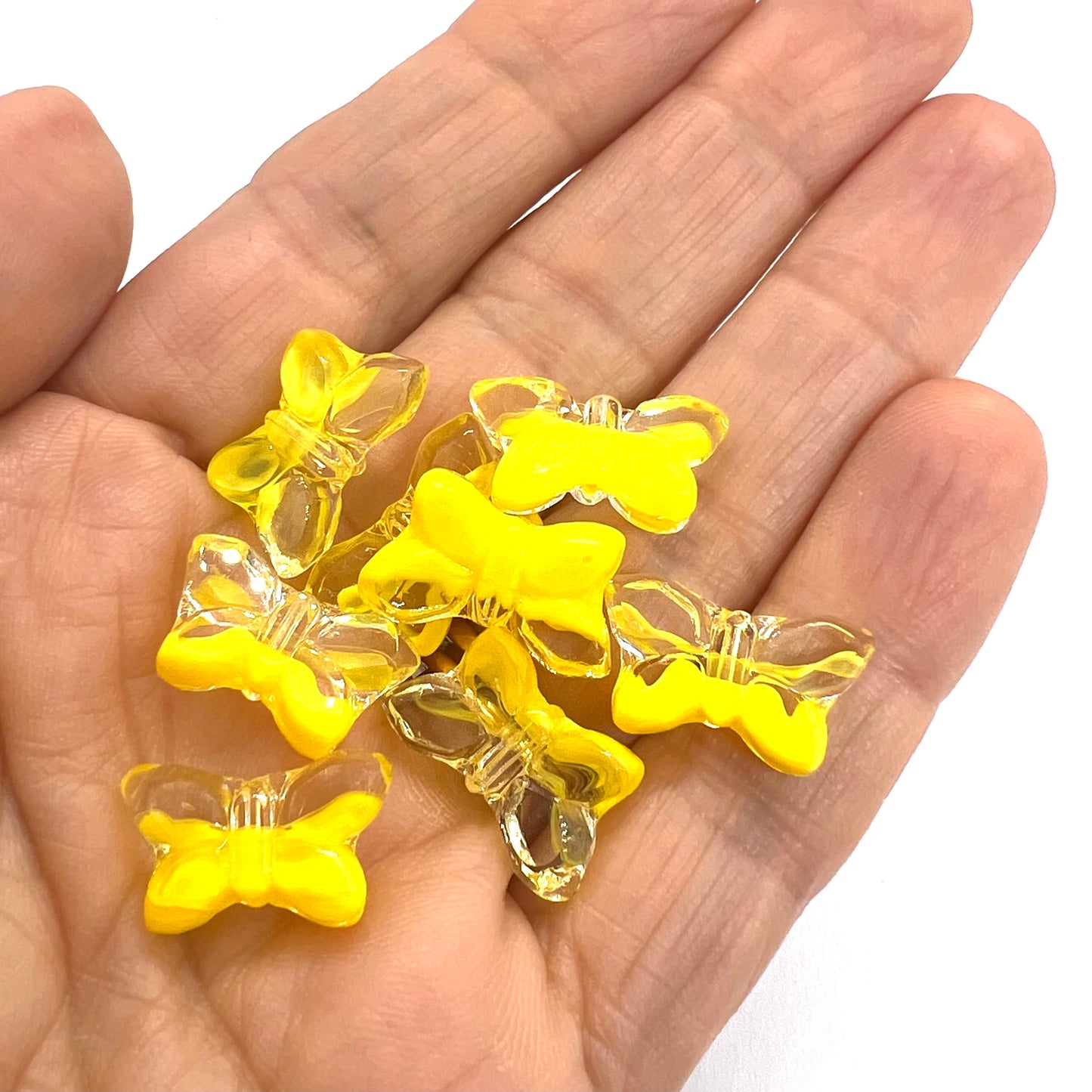 11x20mm Czech Glass Vintage Style Table Cut Butterfly Beads - Lemon Crystal - Per Piece