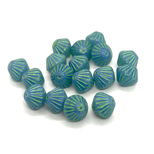10mm Czech Glass Lantern Bead - Denim Blue - Per Piece