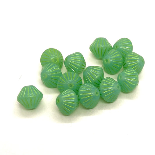 10mm Czech Glass Lantern Bead - Turquoise Green - Per Piece