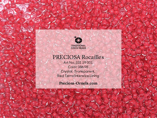 Preciosa 11/0 Seed Beads - Terra Intensive Lined - 20g Pack - Red