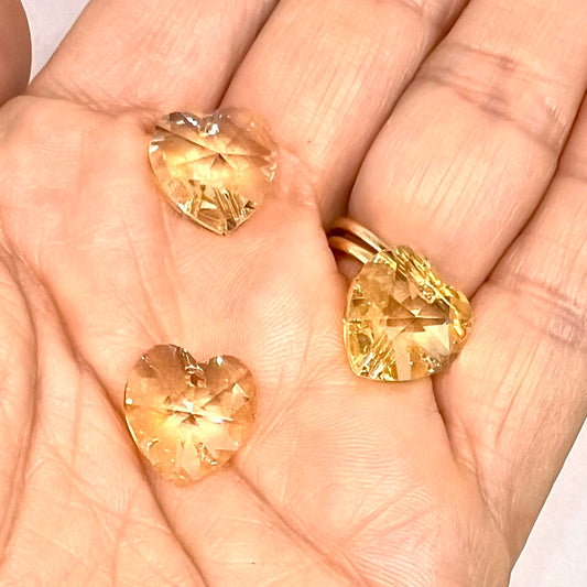 14mm Preciosa Heart Pendant (vintage and discontinued) - Blonde Flare - Per Piece