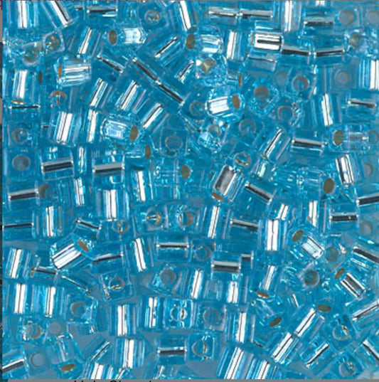 Miyuki Cubes 3mm - 5g Bag – Silver Lined Aqua
