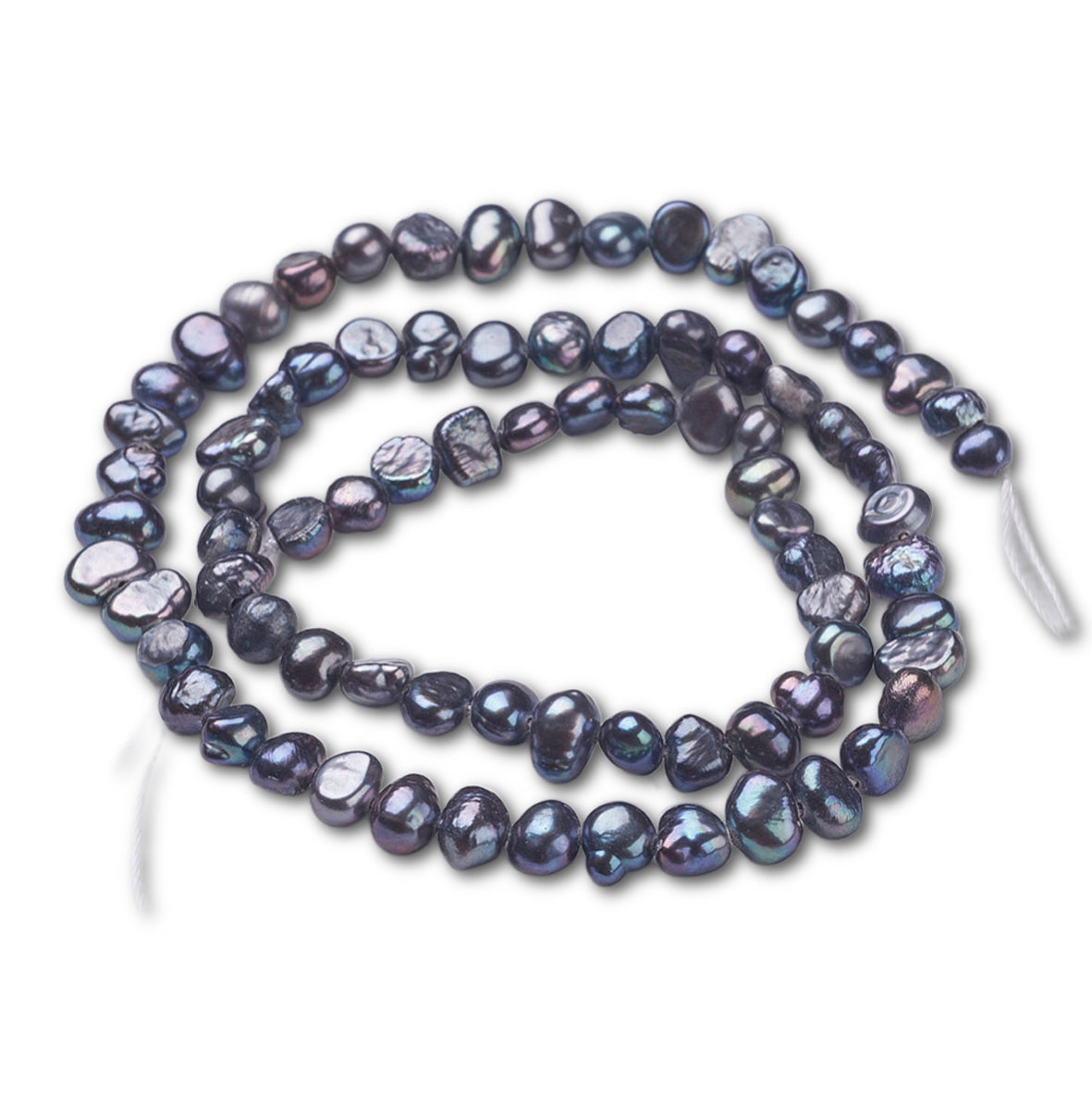 6-7mm Pale Silver Nugget Pearl Strand - Approx 52 Pearls