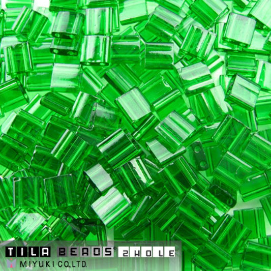 Miyuki Tila Beads - 5g Bag - Transparent Green