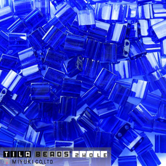 Miyuki Tila Beads - 5g Bag - Transparent Cobalt Blue