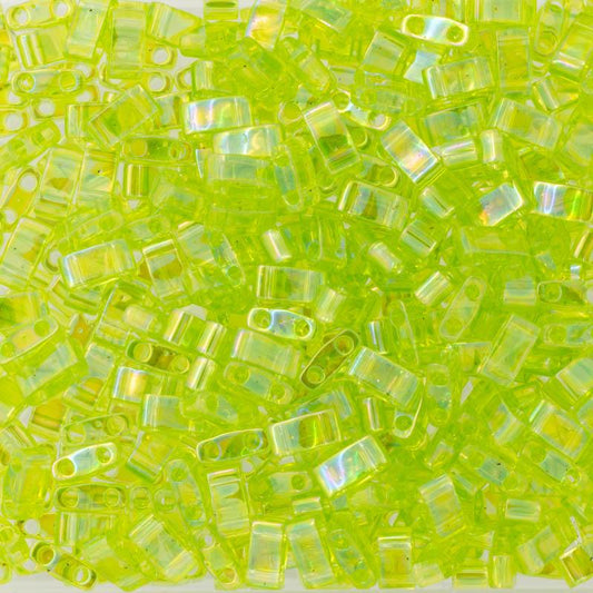 Miyuki Half Tila Beads - 5g Bag - Transparent Chartreuse AB