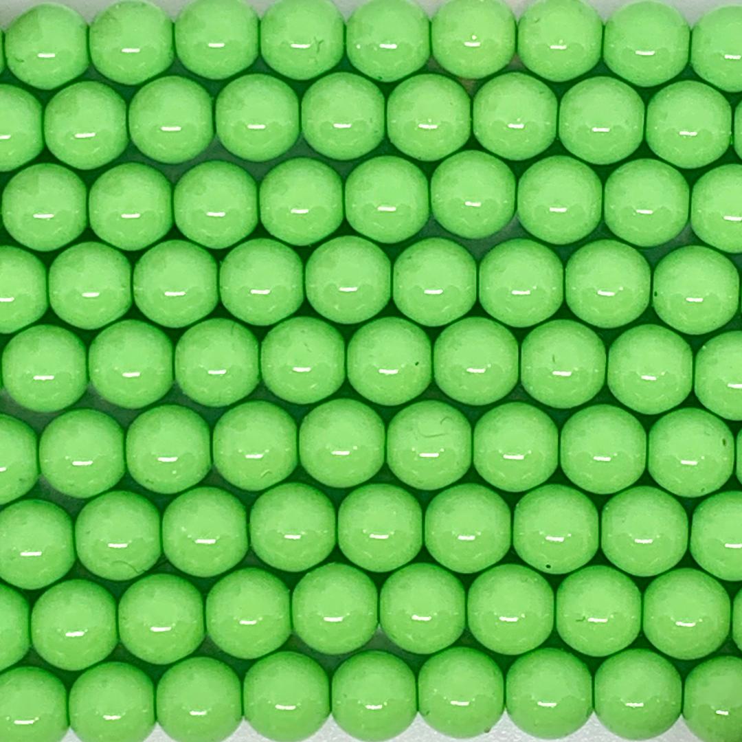 4mm Czech Glass Pearl Strand of 55 – 02010-58025 – Fresh Lime