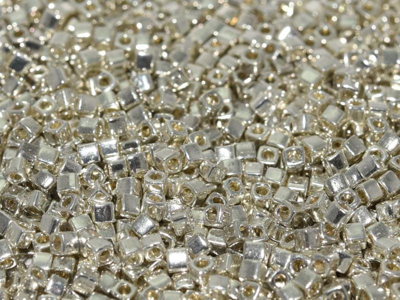 Miyuki 1.8mm Cube Beads - 5g Bag - Galvanized Silver