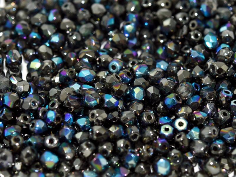 3mm Czech Fire Polish β 00030/98555 - Crystal Glittery Graphite