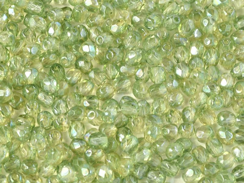 4mm Czech Fire Polish – 00030/91005 – Crystal Green Luster x 100