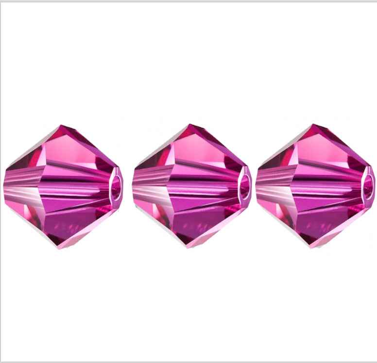 3mm Preciosa Bicones – Fuchsia – Pack of 30