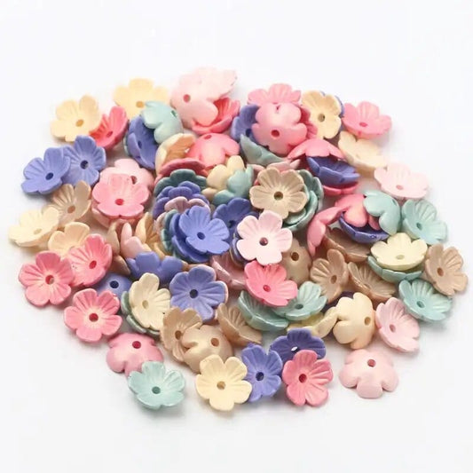 10mm Acrylic Flower Beads - Pack of 10 - Multi