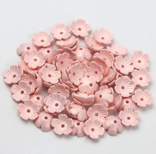 10mm Acrylic Flower Beads - Pack of 10 - Pale Pink
