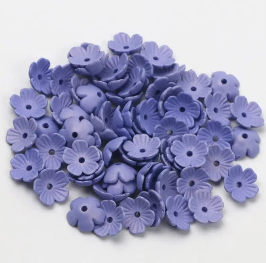 10mm Acrylic Flower Beads - Pack of 10 - Purple