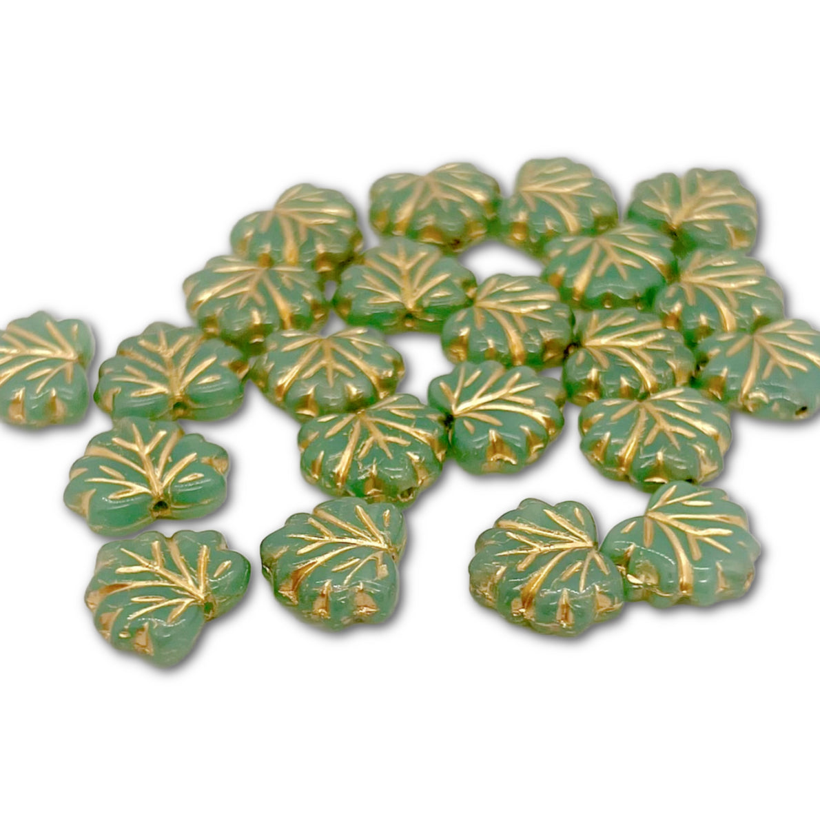 13x11mm Maple Leaf Beads - Pack of 10 - Sage Copper Wash
