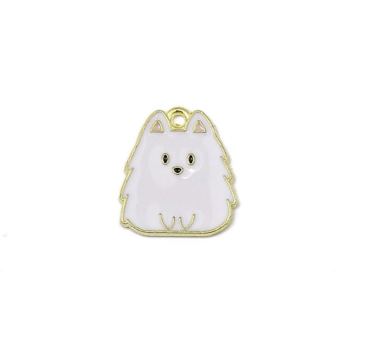 Gold Plated Enamel Dog Charm - 20x15mm - Maltese
