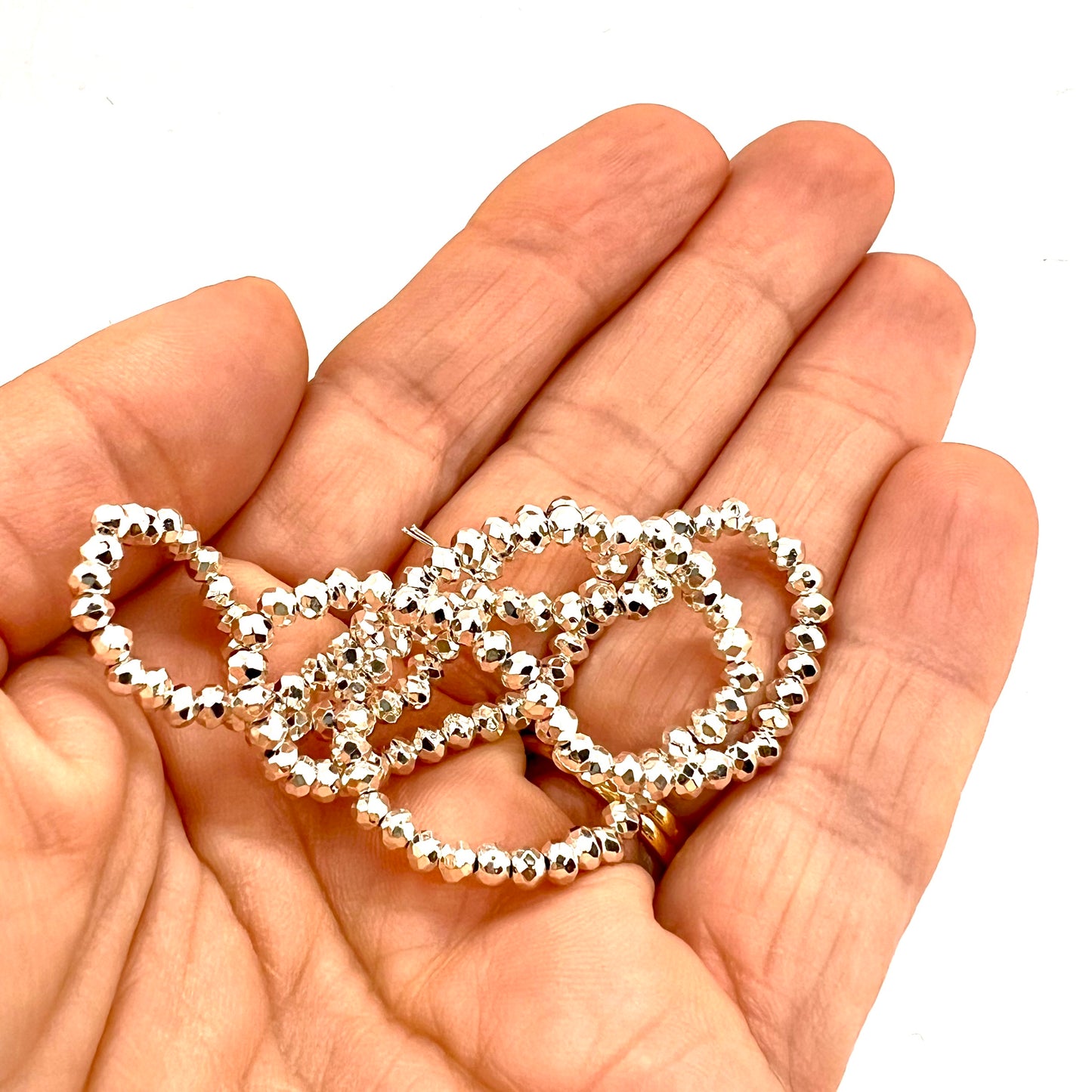 2.5x3mm Crystal Rondelle Bead Strand – Approx 130 Beads – Full Labrador Silver