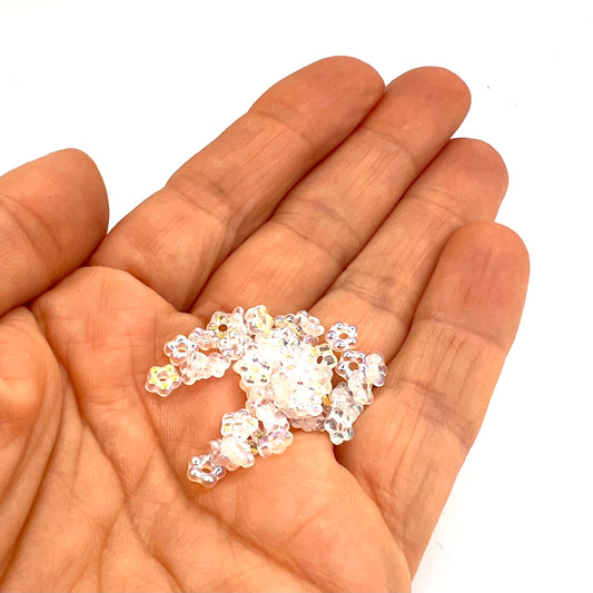 5mm Czech Glass Flower Beads - Pack of 50 - Crystal AB