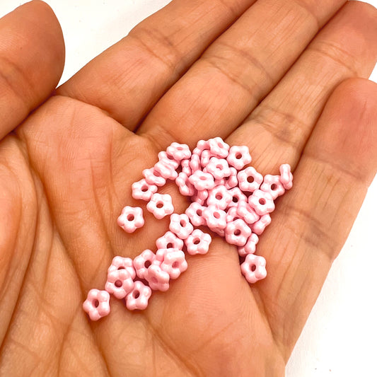 5mm Czech Glass Flower Beads - Pack of 50 - Pastel Rose Pink