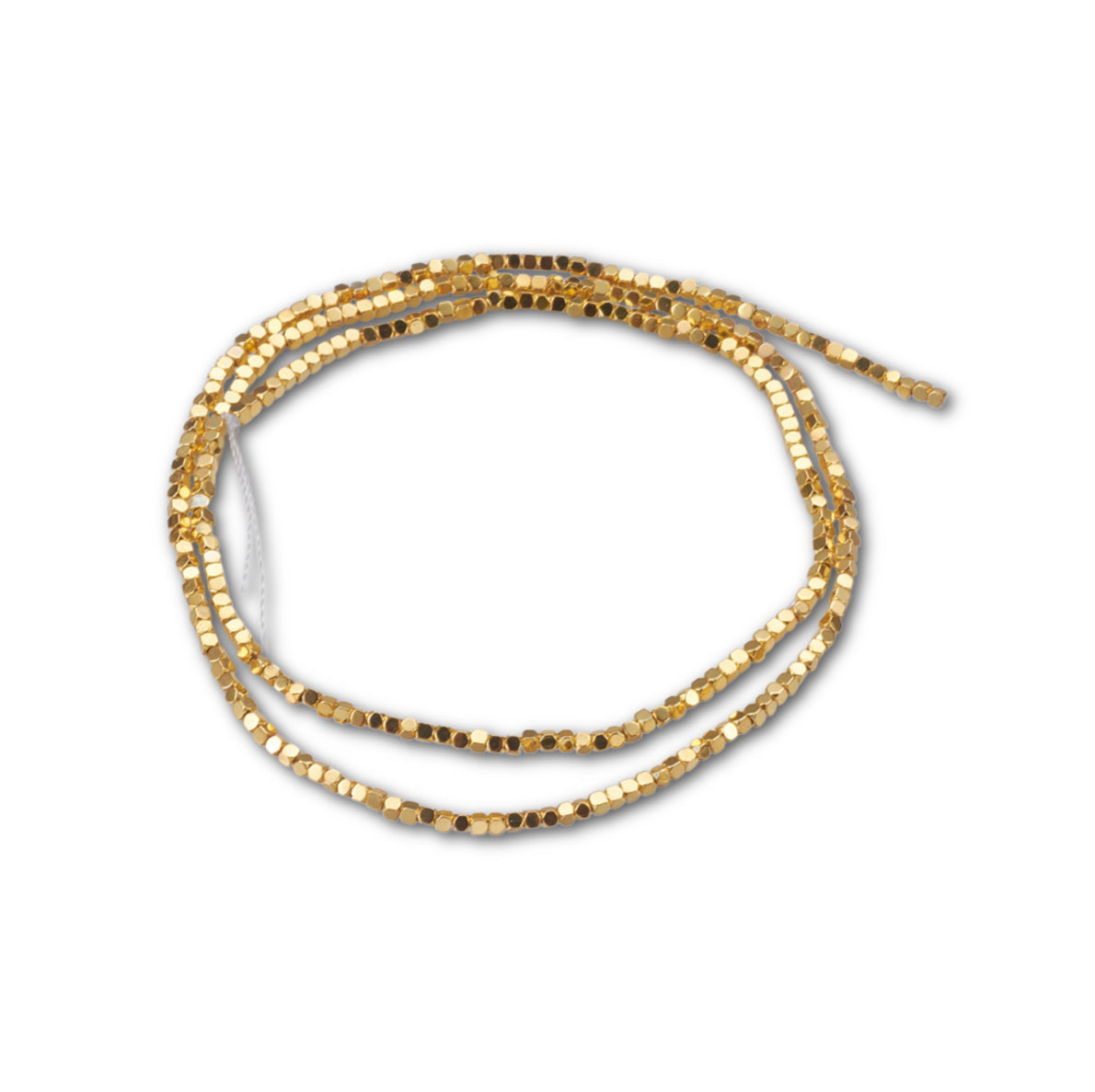 1.5mm Gold Plated Hematite Cube Strand - Approx 240 Beads