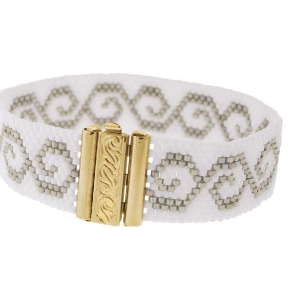 Beadslide Clasp 10x29mm - Swirl Design - Antique Gold
