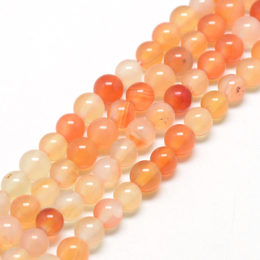 4mm Natural Carnelian Round Bead Strand - Approx 90 Beads