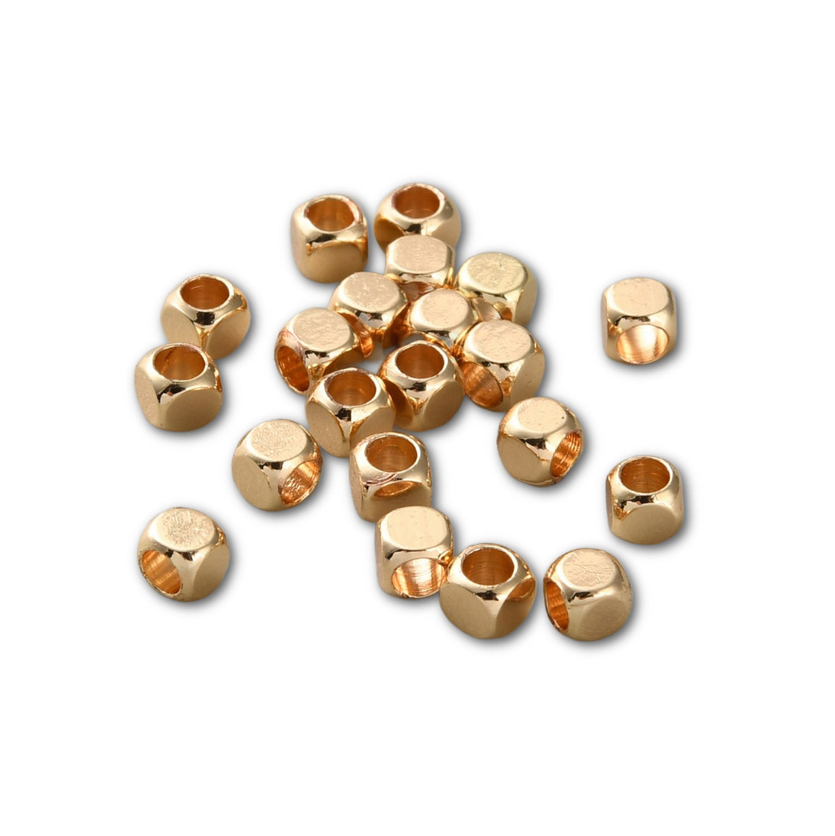 18k Gold Plated 3x3mm Cube Beads – Pack of 100