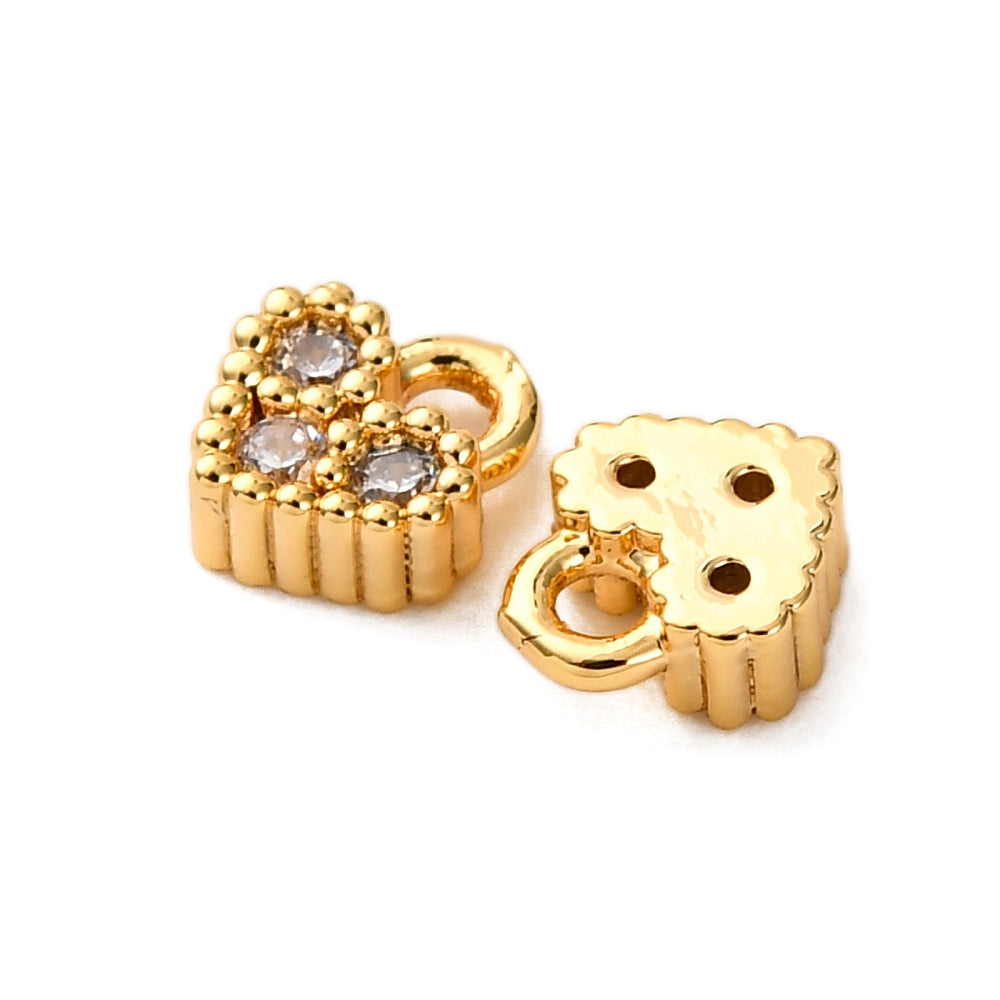 18k Gold Plated Cubic Zirconia Tiny Heart Charm - 6mm - Pack of 2