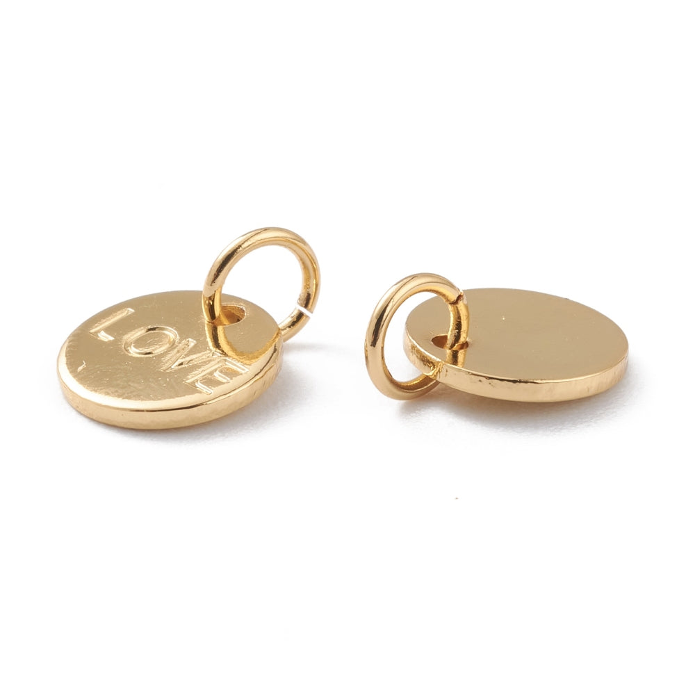 18k Gold Plated Message Charm - Love - 8mm - Pack of 2