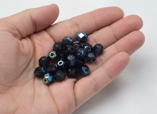 6mm Czech Fire Polish – 30330/28701 – Montana Blue AB x 50