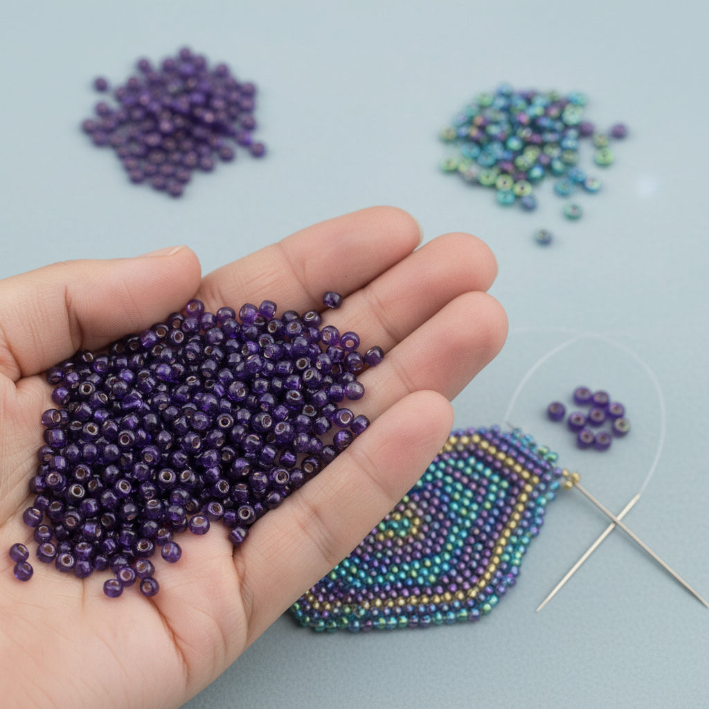 6/0 Miyuki Seed Beads - 25g Bag β Silver Lined Dark Violet - Colour 1427