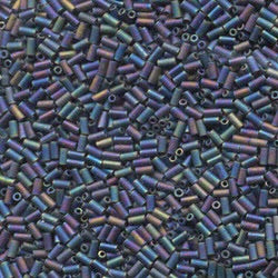 3mm Miyuki Bugle Beads (Size #1) - 7g Bag - Matte Black AB - 401FR