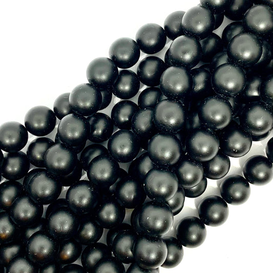 10mm Czech Round Glass Pearl Strand of 20 – 70549 - Matte Black