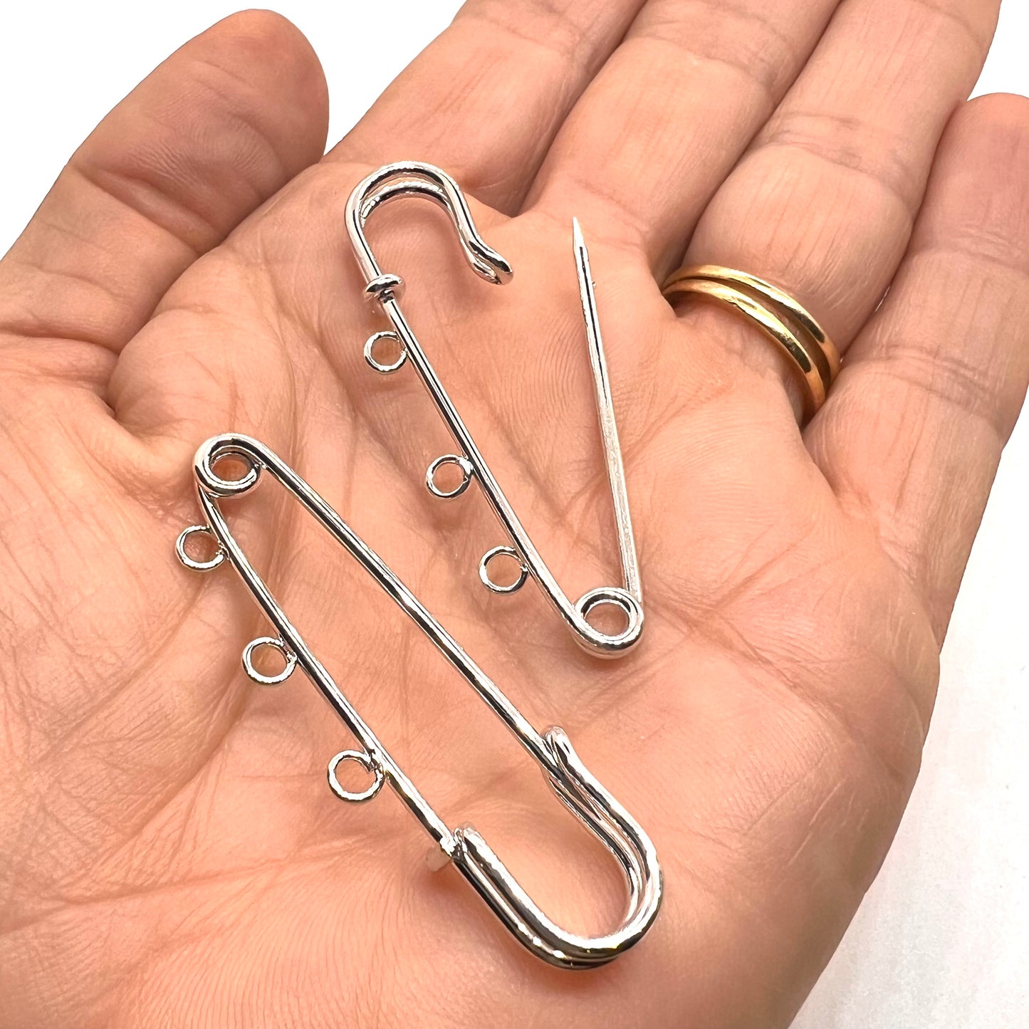 Kilt Pin with 3 Loops 50x14mm- Silver Plated