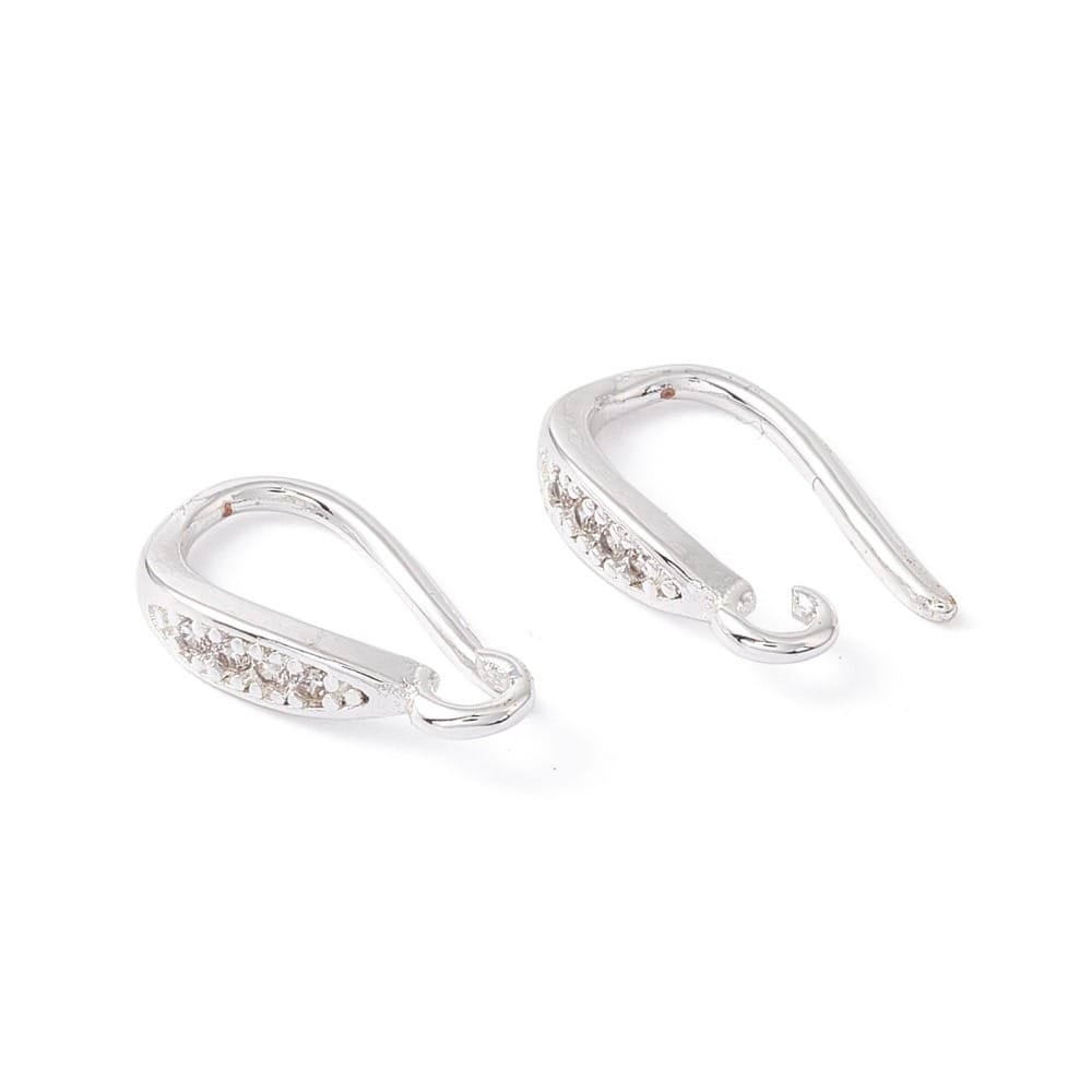 Silver Plated Cubic Zirconia Shepherd Hook - Priced Per Pair