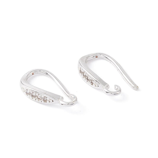 Silver Plated Cubic Zirconia Shepherd Hook - Priced Per Pair
