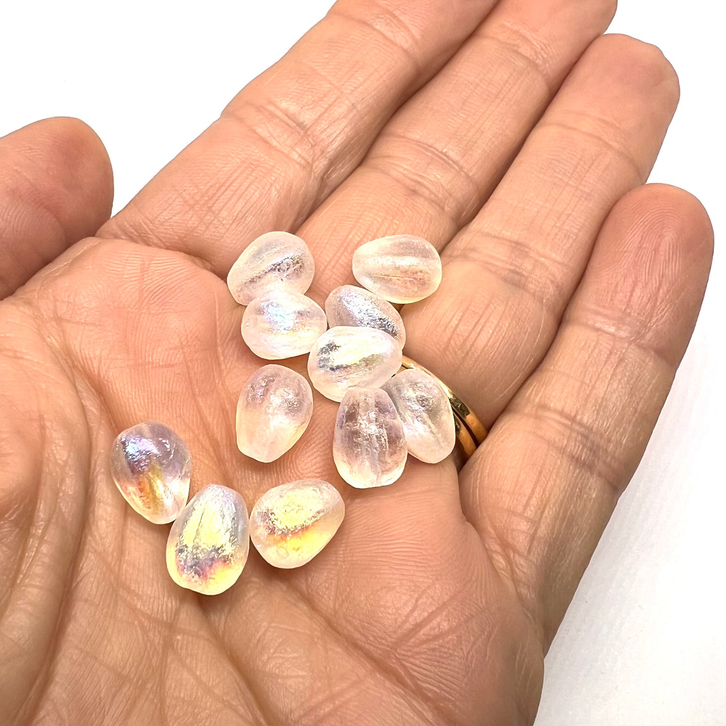 11x7mm Drop Melon Beads - Semi Matte Crystal AB - Priced Per Piece