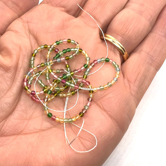 Round Micro Crystal 2mm - Strand of approx 180 - Watermelon Tourmaline