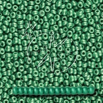 Preciosa 11/0 Seed Beads - PermaLux - 20g Pack - Mother of Pearl - Emerald Green