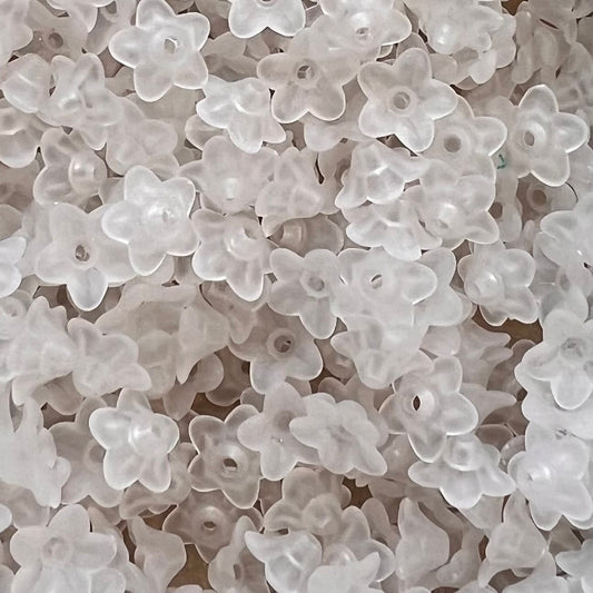 Tiny White Frosted Flower Bead 10x4mm - Pack of 10