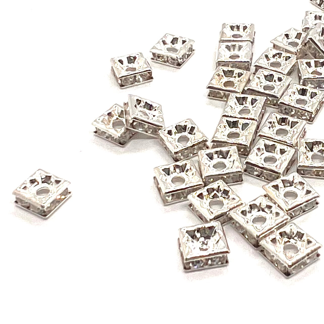 6mm Square Crystal Rondelle Bead - Pack of 6