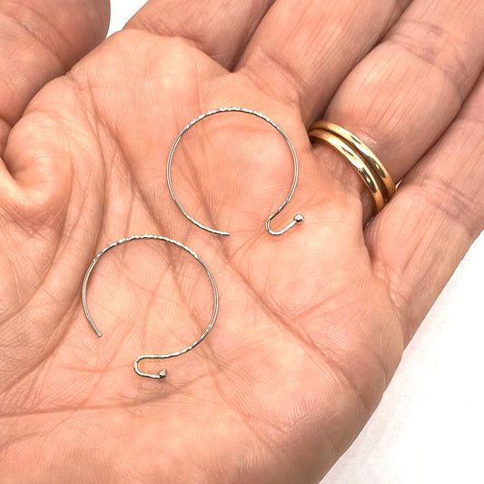 Platinum Plated 21mm Diameter Hoop Earwires - Pair