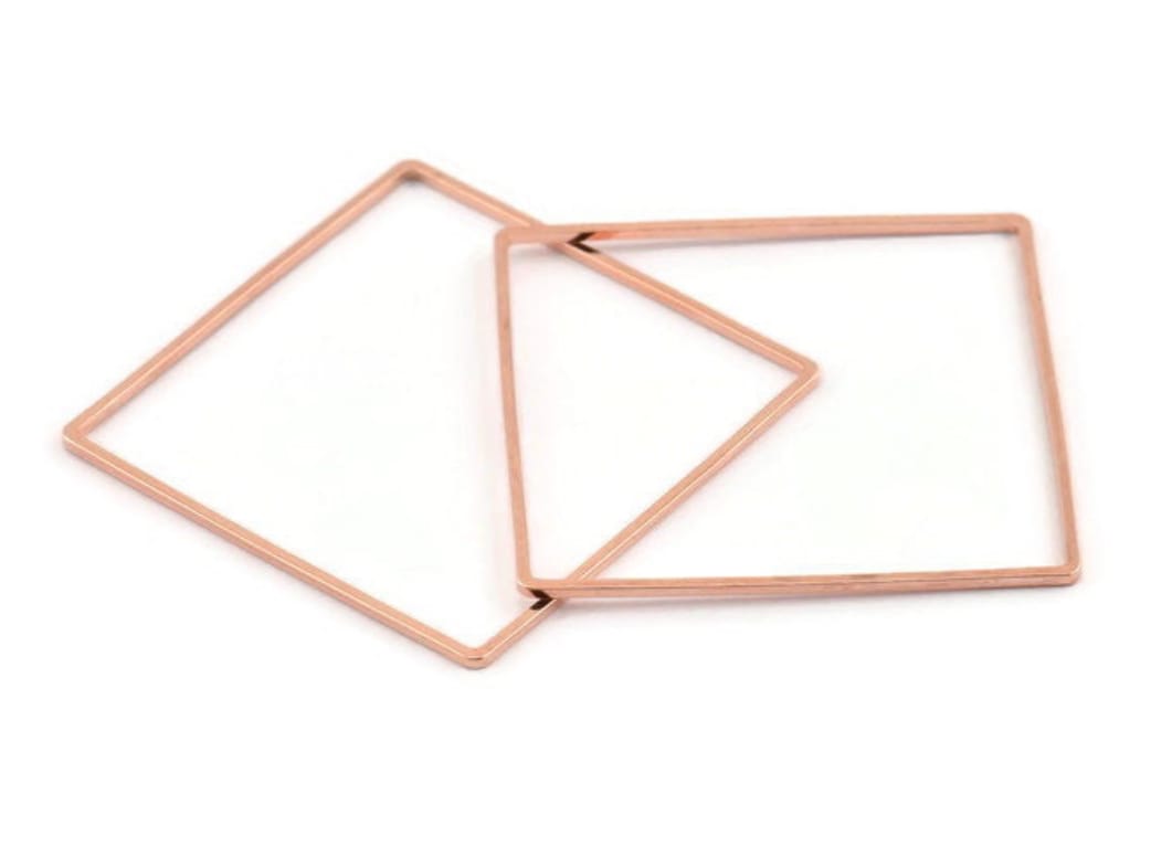 Rose Gold Plated Brass Connector β 40mm Square
