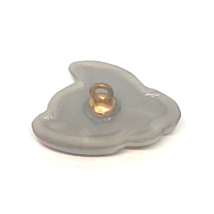 Vintage Czech Glass Grey Rabbit Button 26x21mm - Hand Painted