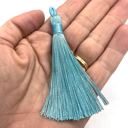 Long 8cm Satin Tassel - Turquoise